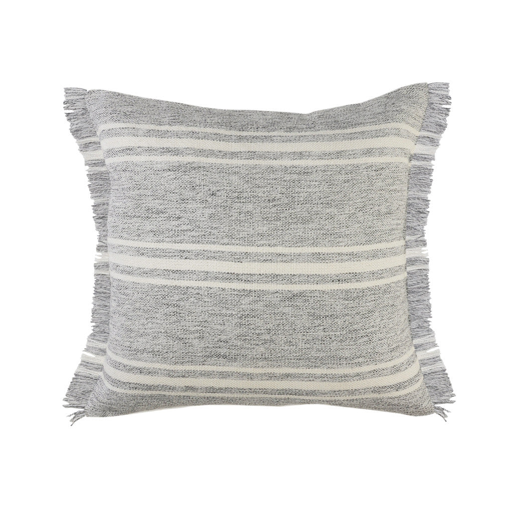 24" X 24" Gray Zippered Geometric Indoor Outdoor Throw Pillow