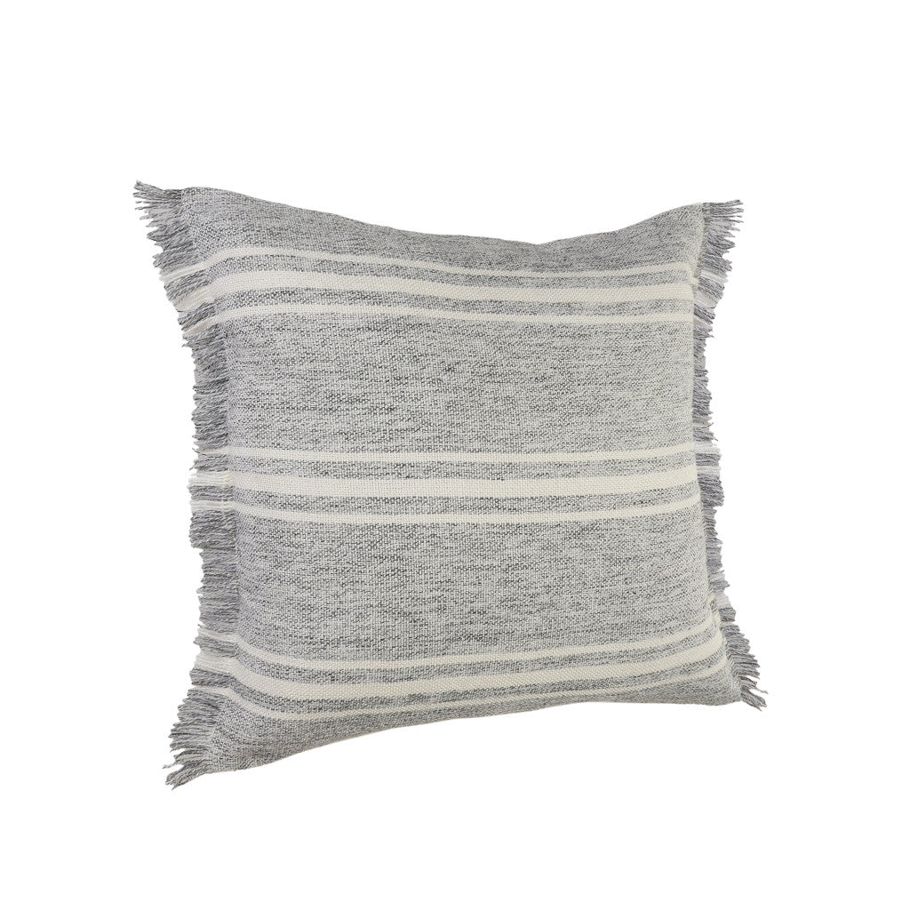 24" X 24" Gray Zippered Geometric Indoor Outdoor Throw Pillow