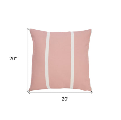 20" X 20" Pink Zippered Geometric Indoor Outdoor Throw Pillow