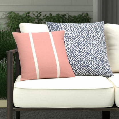 20" X 20" Pink Zippered Geometric Indoor Outdoor Throw Pillow