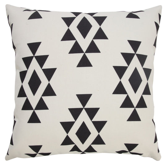 20" X 20" Black Zippered Southwestern Indoor Outdoor Throw Pillow