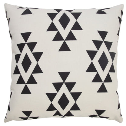 20" X 20" Black Zippered Southwestern Indoor Outdoor Throw Pillow