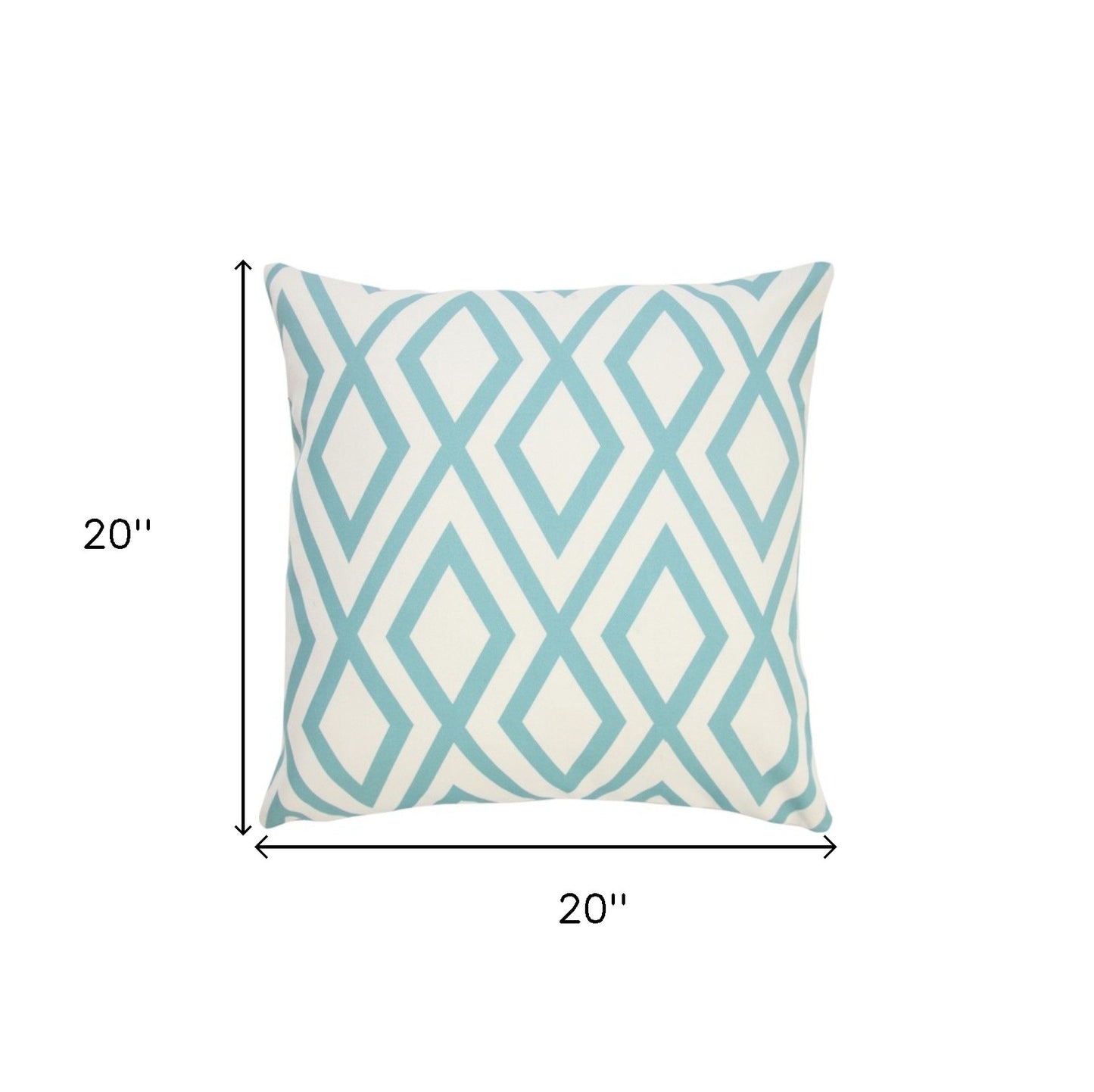 20" Aqua and White Geometric Indoor Outdoor Throw Pillow