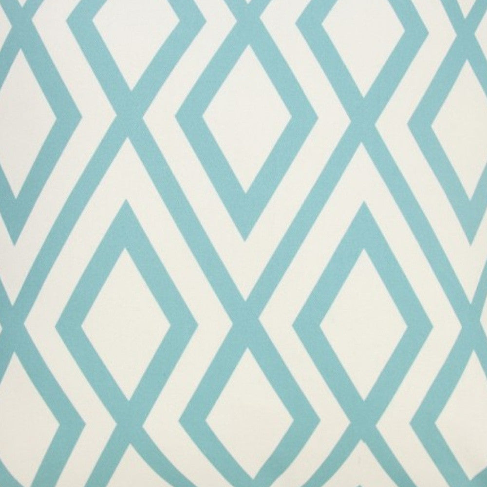 20" Aqua and White Geometric Indoor Outdoor Throw Pillow