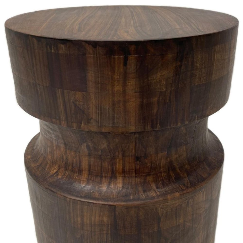 16" Brown Solid Wood Round End Table
