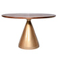 48" Walnut And Rose Gold Solid Wood And Iron Pedestal Base Round Top Dining Table