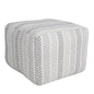 18" Gray And White Cotton Chevron Pouf Ottoman