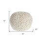 20" Cream Cotton Tufted Geometric Round Pouf Ottoman