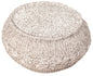 20" Beige Cotton Round Geometric Pouf Ottoman