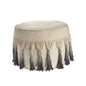 20" Beige Cotton Round Ombre Pouf Ottoman