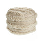18" Ivory Cotton Round Striped Pouf Ottoman