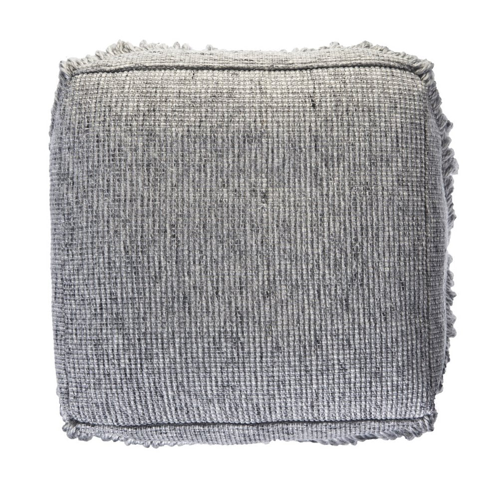 18" Gray Wool Cotton Blend Pouf Ottoman