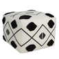 18" White Cotton Geometric Pouf Ottoman