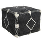 18" Black Cotton Geometric Pouf Ottoman
