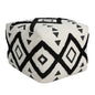 18" White Cotton Geometric Pouf Ottoman