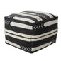 18" Black Cotton Geometric Pouf Ottoman