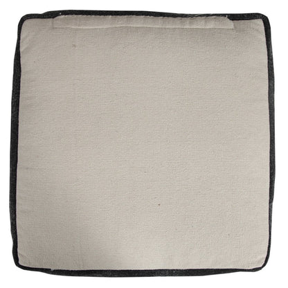 18" Black Cotton Geometric Pouf Ottoman