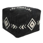 18" Black Cotton Geometric Pouf Ottoman