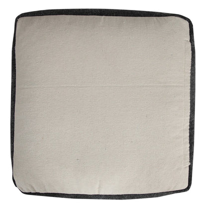 18" Black Cotton Geometric Pouf Ottoman