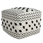 18" White Cotton Chevron Pouf Ottoman