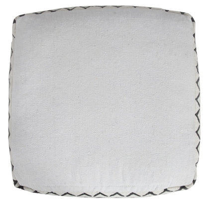 18" White Cotton Chevron Pouf Ottoman
