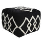 18" Black Cotton Geometric Pouf Ottoman