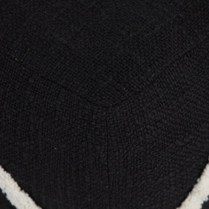 18" Black Cotton Geometric Pouf Ottoman