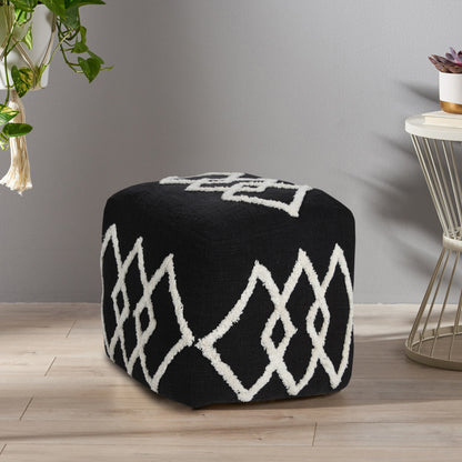 18" Black 100% Cotton Ottoman