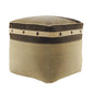20" Brown Cotton Striped Pouf Ottoman