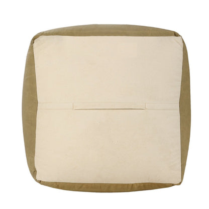 20" Brown Cotton Striped Pouf Ottoman