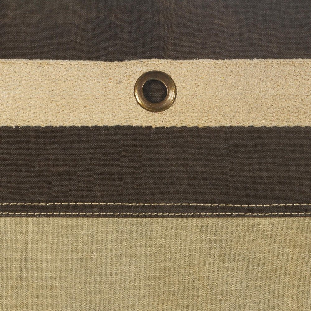20" Brown Cotton Striped Pouf Ottoman