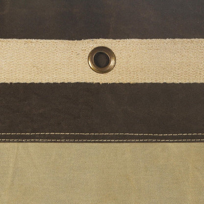 20" Brown Cotton Striped Pouf Ottoman