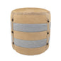 16" Tan Cotton Cylinder Striped Pouf Ottoman