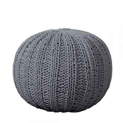 20" Black Cotton Round Pouf Ottoman