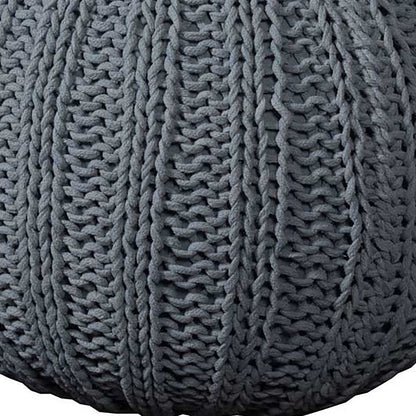20" Gray Cotton Round Pouf Ottoman