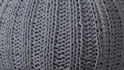 20" Black Cotton Round Pouf Ottoman