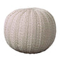 20" Beige Cotton Round Pouf Ottoman