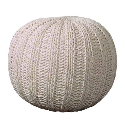 20" Black Cotton Round Pouf Ottoman
