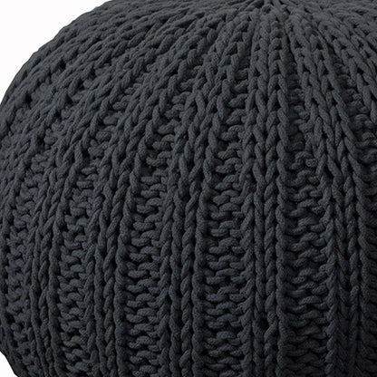 20" Beige Cotton Round Pouf Ottoman