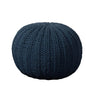 20" Beige Cotton Round Pouf Ottoman