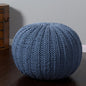 20" Gray Cotton Round Pouf Ottoman