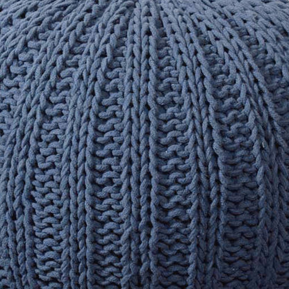 20" Gray Cotton Round Pouf Ottoman
