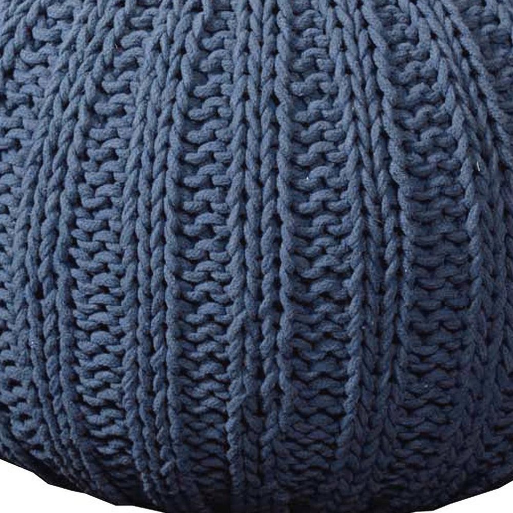 20" Black Cotton Round Pouf Ottoman