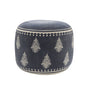 18" Blue Cotton Cylinder Paisley Pouf Ottoman