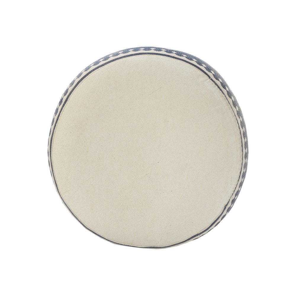 18" Blue Cotton Cylinder Paisley Pouf Ottoman