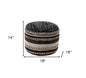 18" Black Striped Pouf Ottoman