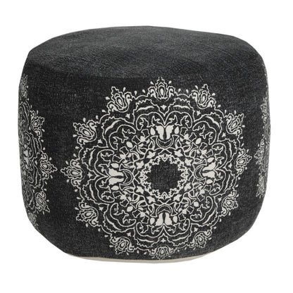 18" Black 100% Cotton Ottoman