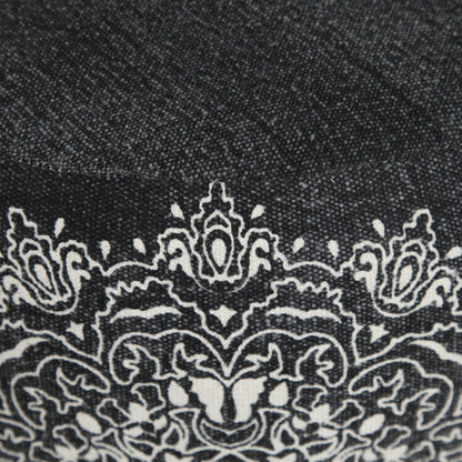 18" Black Cotton Cylinder Medallion Pouf Ottoman