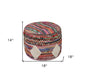 18" Rainbow Geometric Cylinder Pouf Ottoman