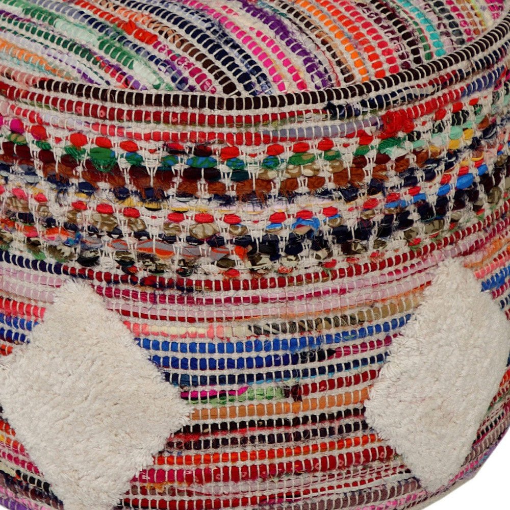 18" Rainbow Geometric Cylinder Pouf Ottoman